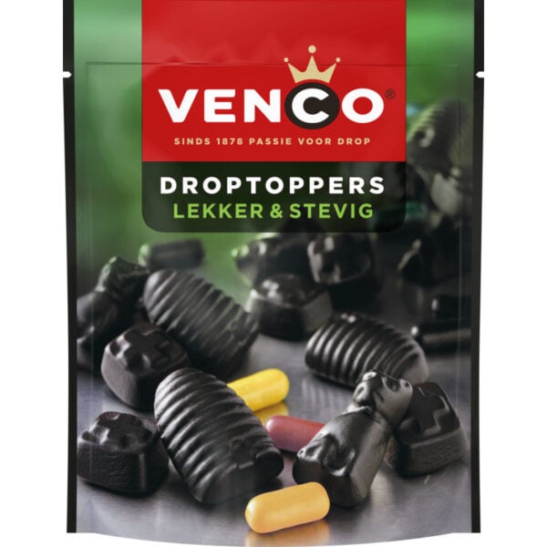 Venco Droptoppers Lekker & Stevig (mint & honey) - 215g